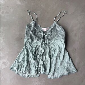 100% silk vintage Victoria's Secret sheer lace tie up lingerie - size medium Y2K